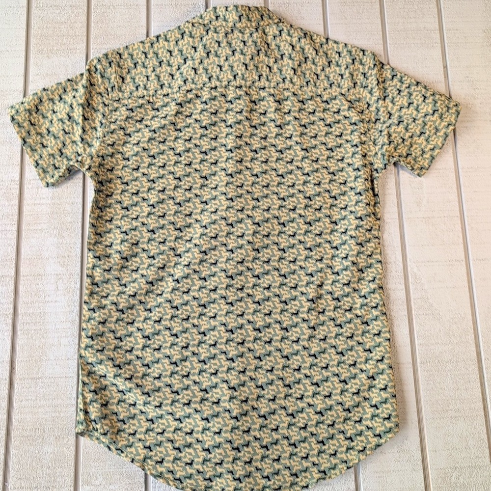 Geometrix NY Dachshund Dress Shirt Men's S Olive Camo Button Down - Short Sleeve - Picture 7 of 7